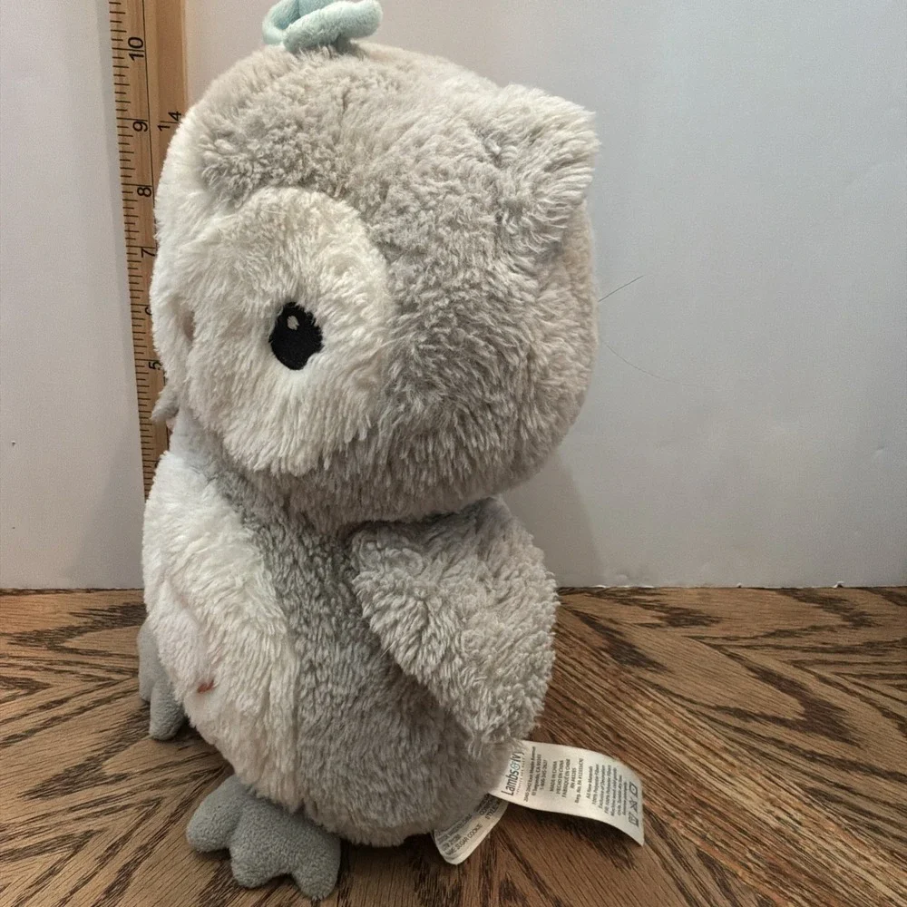 Lambs‎ & Ivy Sugar Cookie Sweet Owl 2 Aqua Pink Hearts Bow Gray White Plush RARE